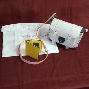 Like new leather crossbody with free yellow wallet